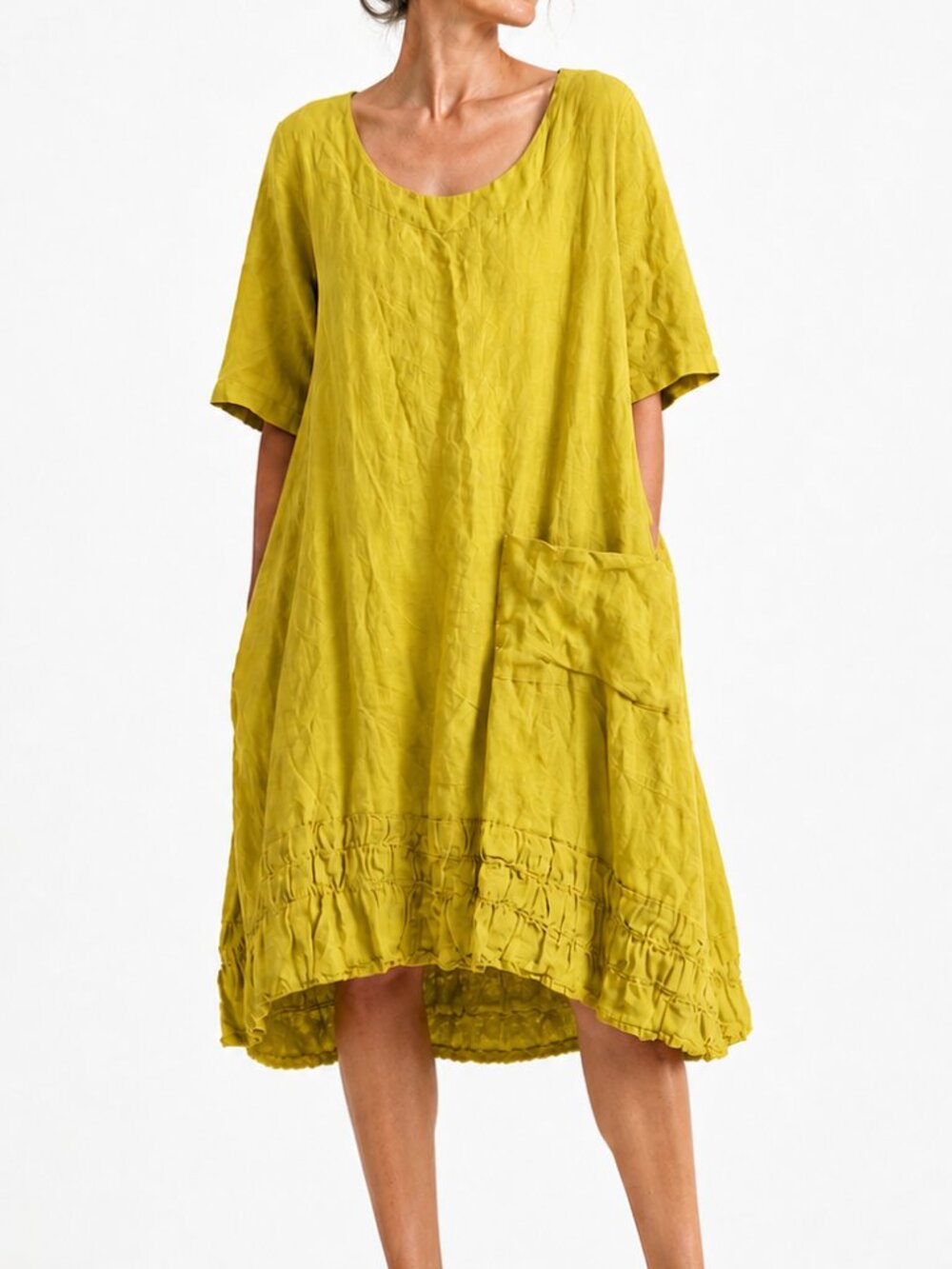 Luukaa linen dress Womens Plus Size 18/20 Nwt in color yellow Lagenlook pockets
